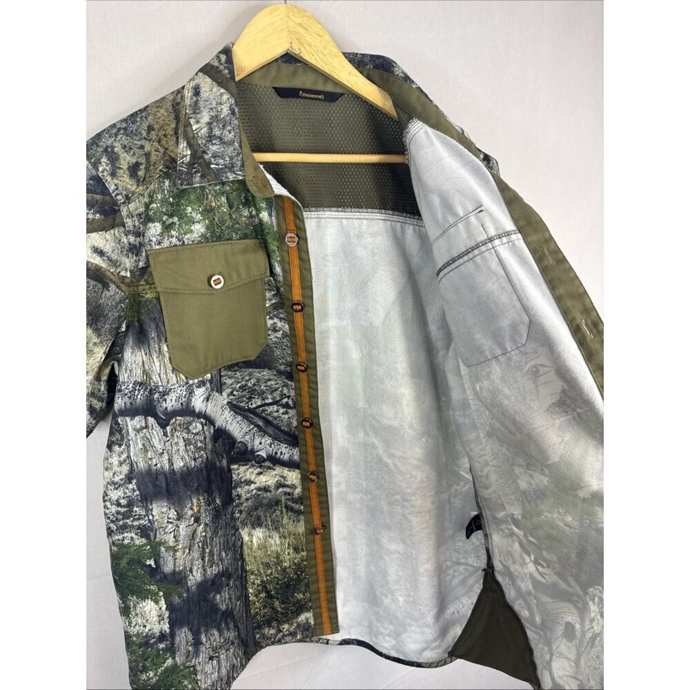 Browning RealTree Camo Hunting Button Shirt M Mesh Lined Embroidered Buck Logo - Picture 5 of 7